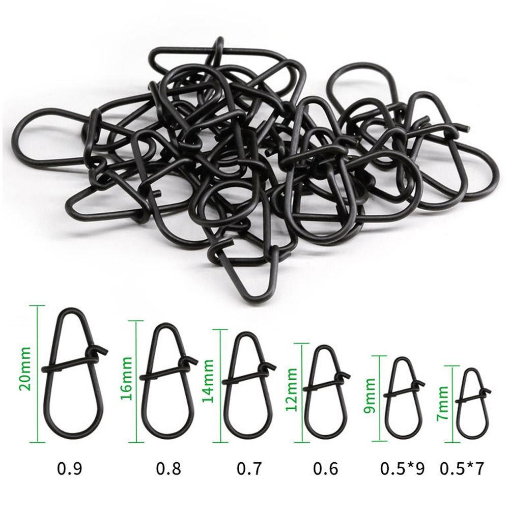 Fishing Hook Box - 100 ピース/ロットマットブラックスナップ釣りバレルスイベル安全スナップフックステンレス鋼釣り針釣具ボックスアクセサリーツール