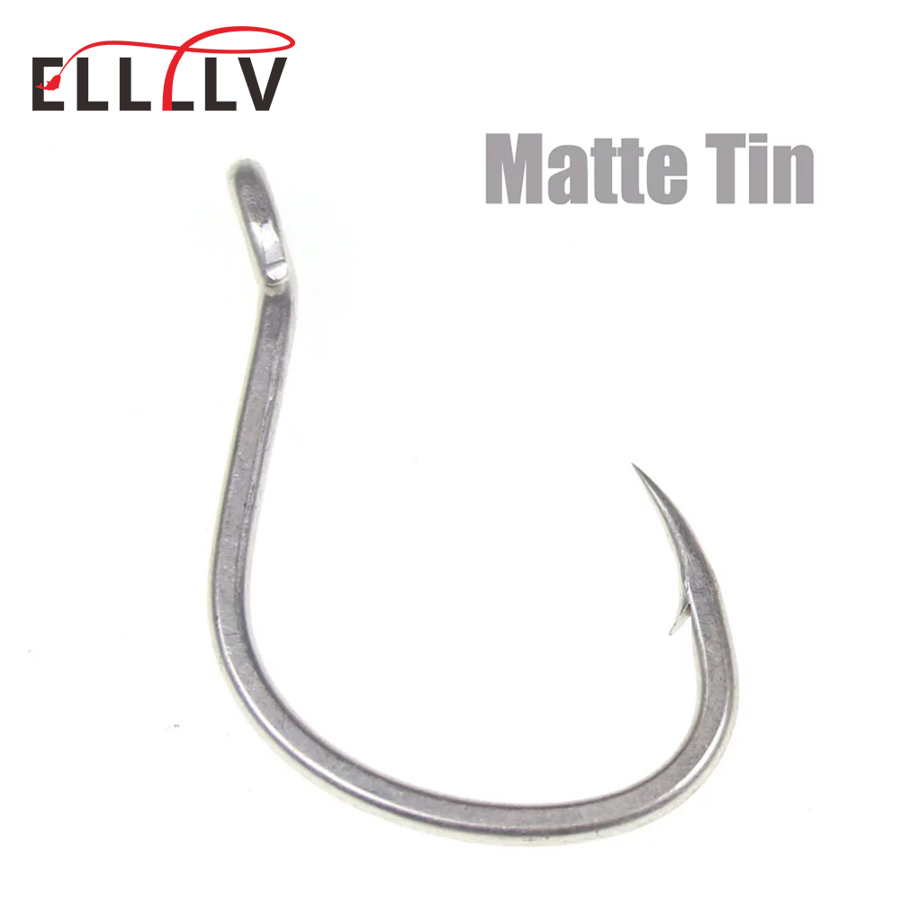 Fishing Hook Offset - 高炭素鋼の釣り針,塩水釣り,マット,錫,錆びない,とげのある,ルアーのジギングを支援する,1 #1/0 2/0 3/0 4/0 5/0個