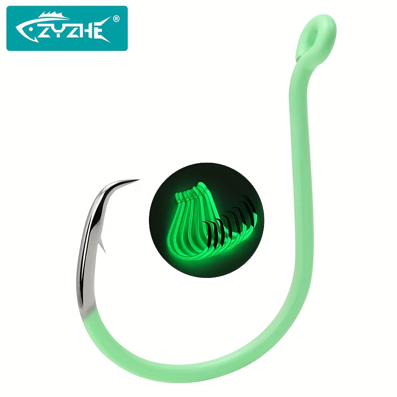 Fishing Hook Circle - ZYZHE 10個/箱 光るサークルフック イーグルビーキューフック 10サイズ 高炭素鋼フック