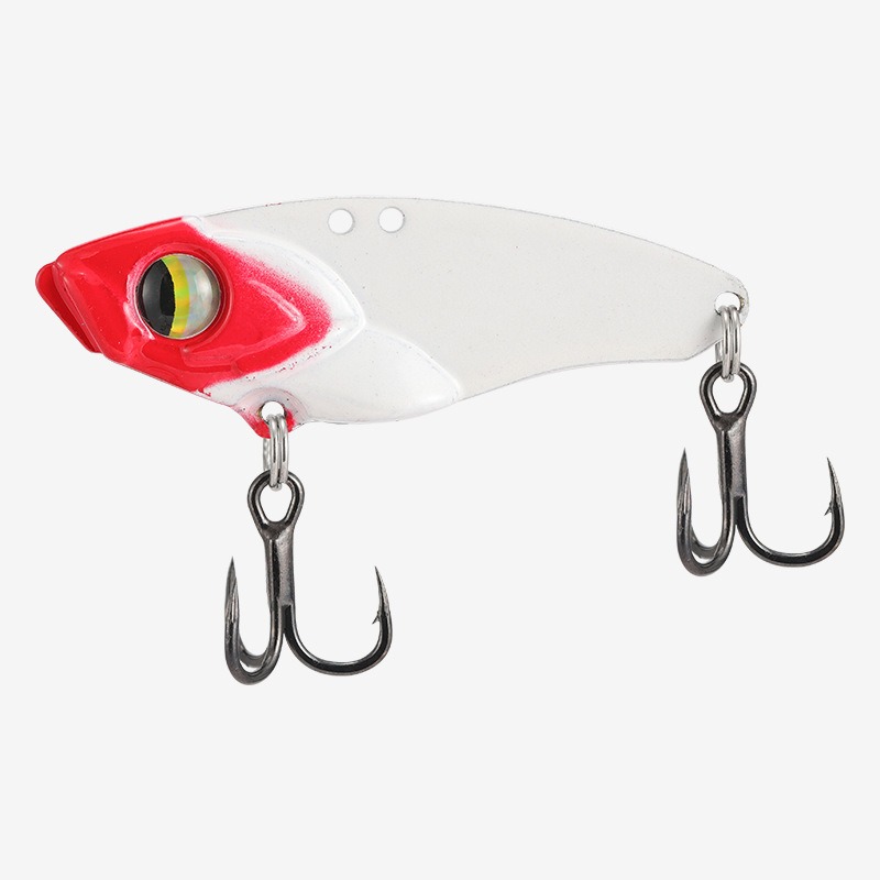 Fishing Hook Treble - メタルVIBフィッシングルアー ハードバイブレーションブレードベイト 3Dリアルな魚目 ダブルトレブルフック シンキング人工ジグルアー