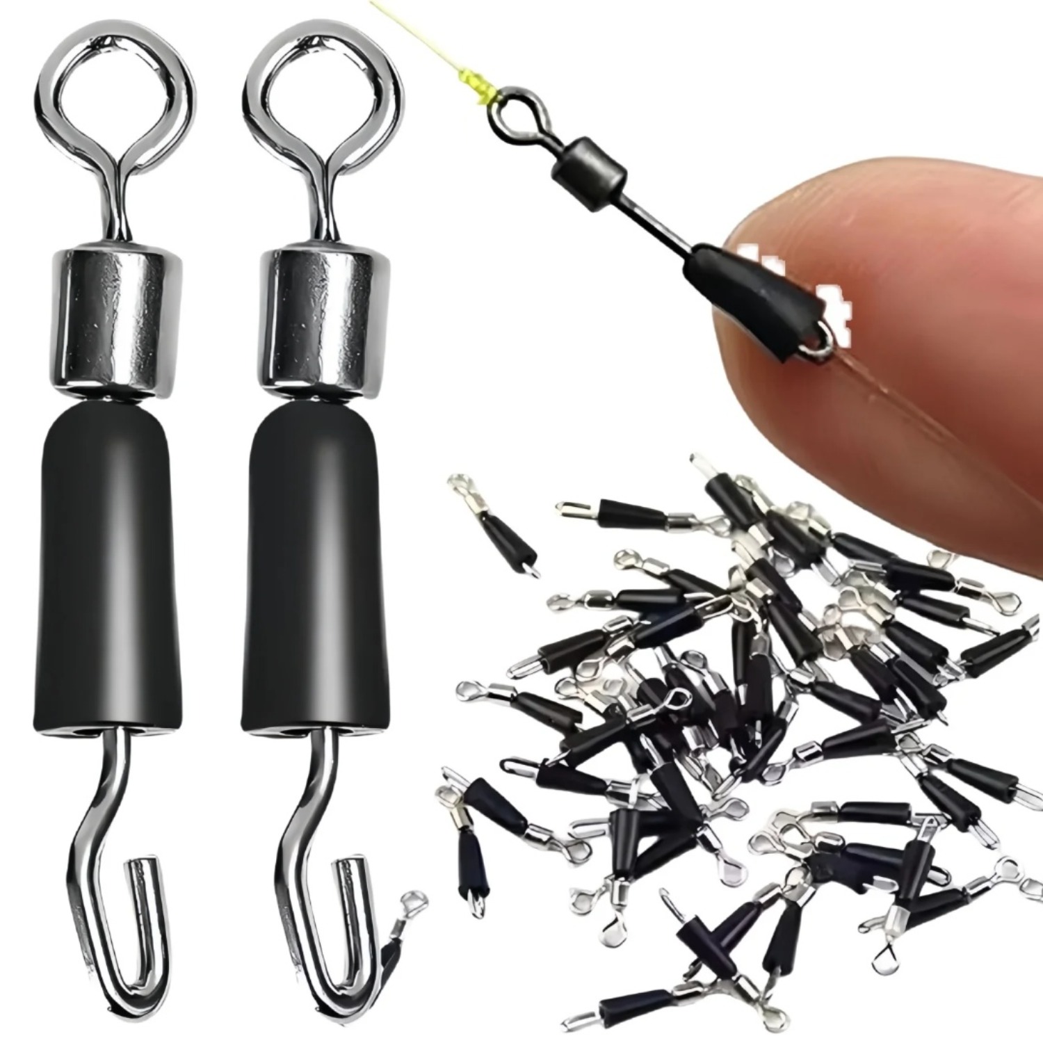 Fishing Hook Stainless Steel - 50個入り コイ釣り用クイックチェンジフィーダースイベル メソッドフィーダースイベルスナップ 釣りアクセサリーツール ジグフック タックルコネクター