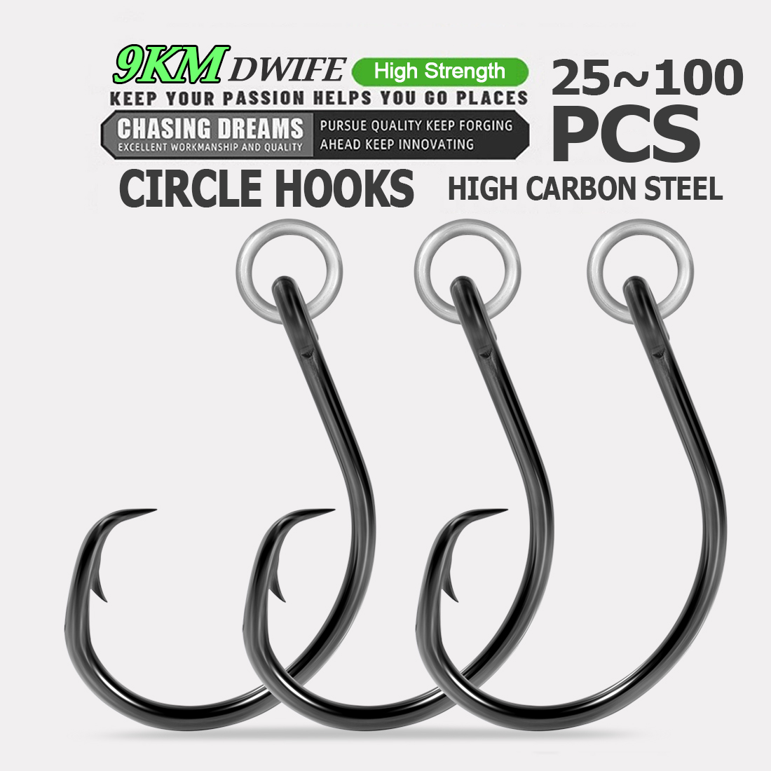 Fishing Hook Circle - 9KM サークルフック リング付きアイ海水ナマズフック ヘビー 25 〜