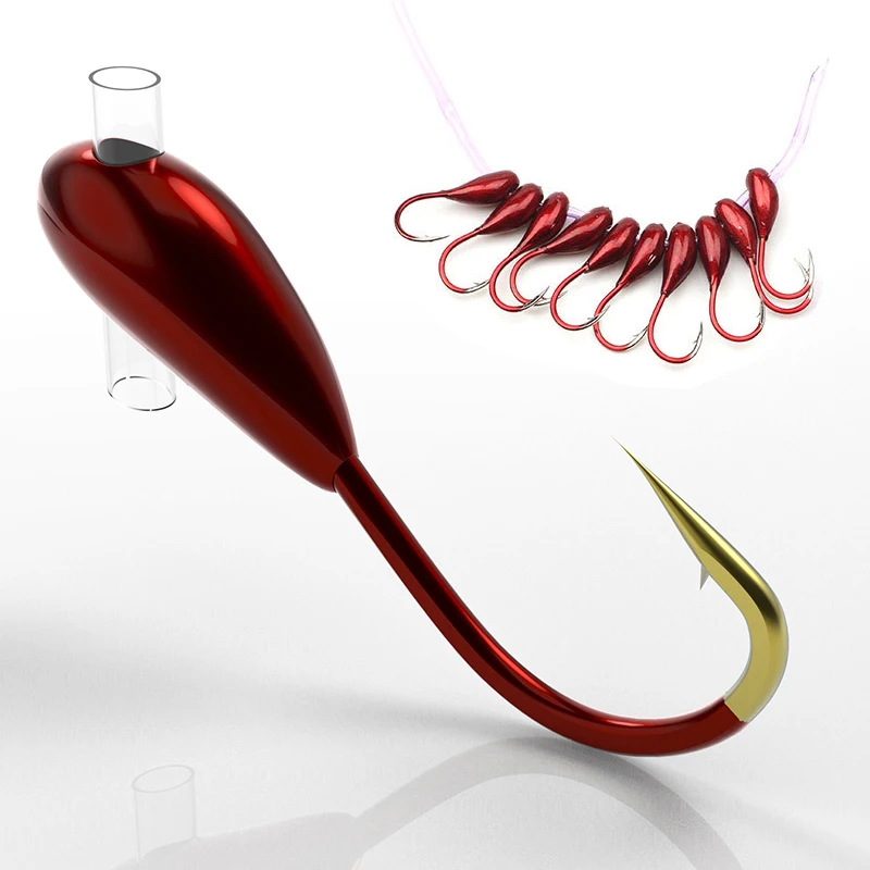Fishing Hook Offset - 10/20 個冬氷釣りフック高炭素鋼有刺鉄線転倒フックジグヘッドリードフック鯉釣具アクセサリー