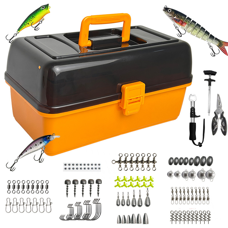Fishing Hook - 大型4層アウトドアフィッシングソフトベイトリードヘッドフック547点セットアクセサリールアーベイトオレンジタックルボックス