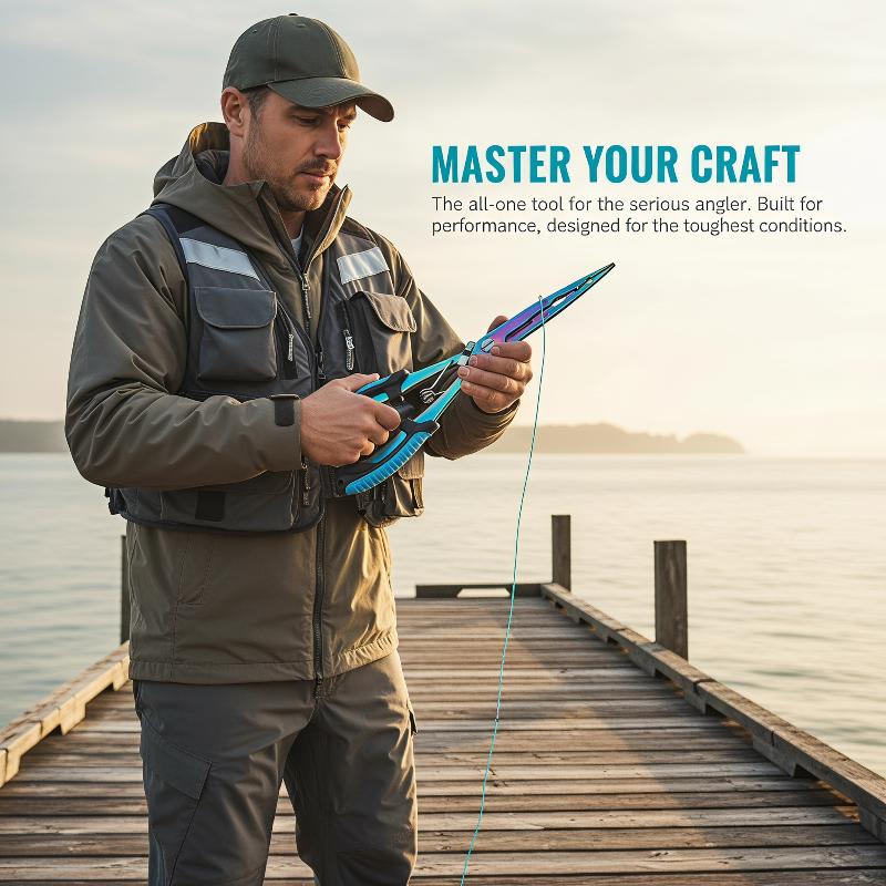 Fishing Hook Sharpener - ステンレス鋼製延長フィッシングプライヤー、滑り止めハンドル、フックリムーバー、ラインカッター、屋外での海水・淡水釣り用