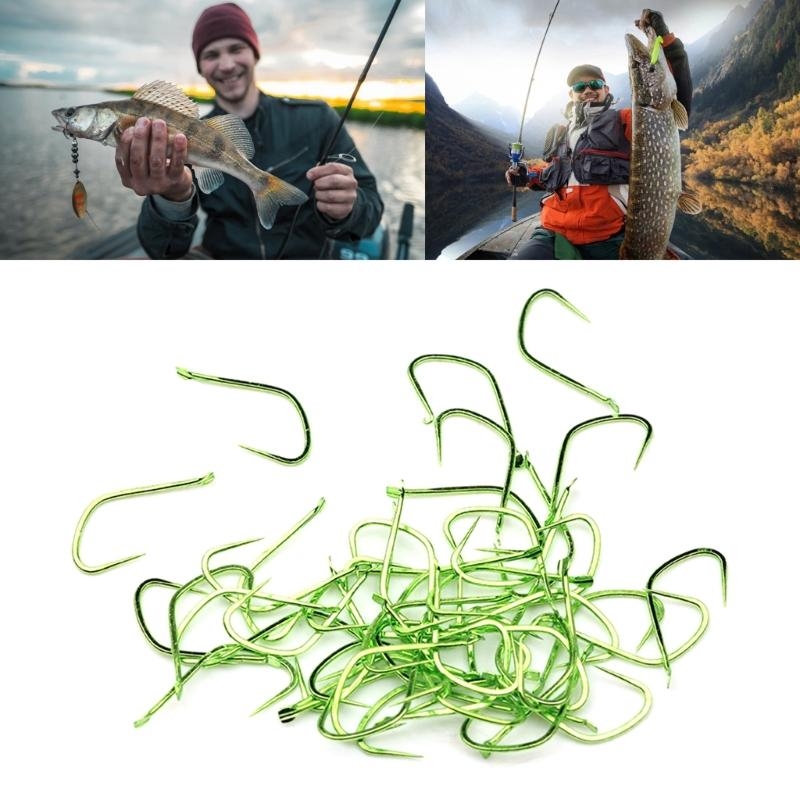 Fishing Hook Circle - 50 個ロングハンドル小魚フック薄いストリップバーブレス釣りフックロングシャンクくちばし餌ホルダーフック釣り Accessoy