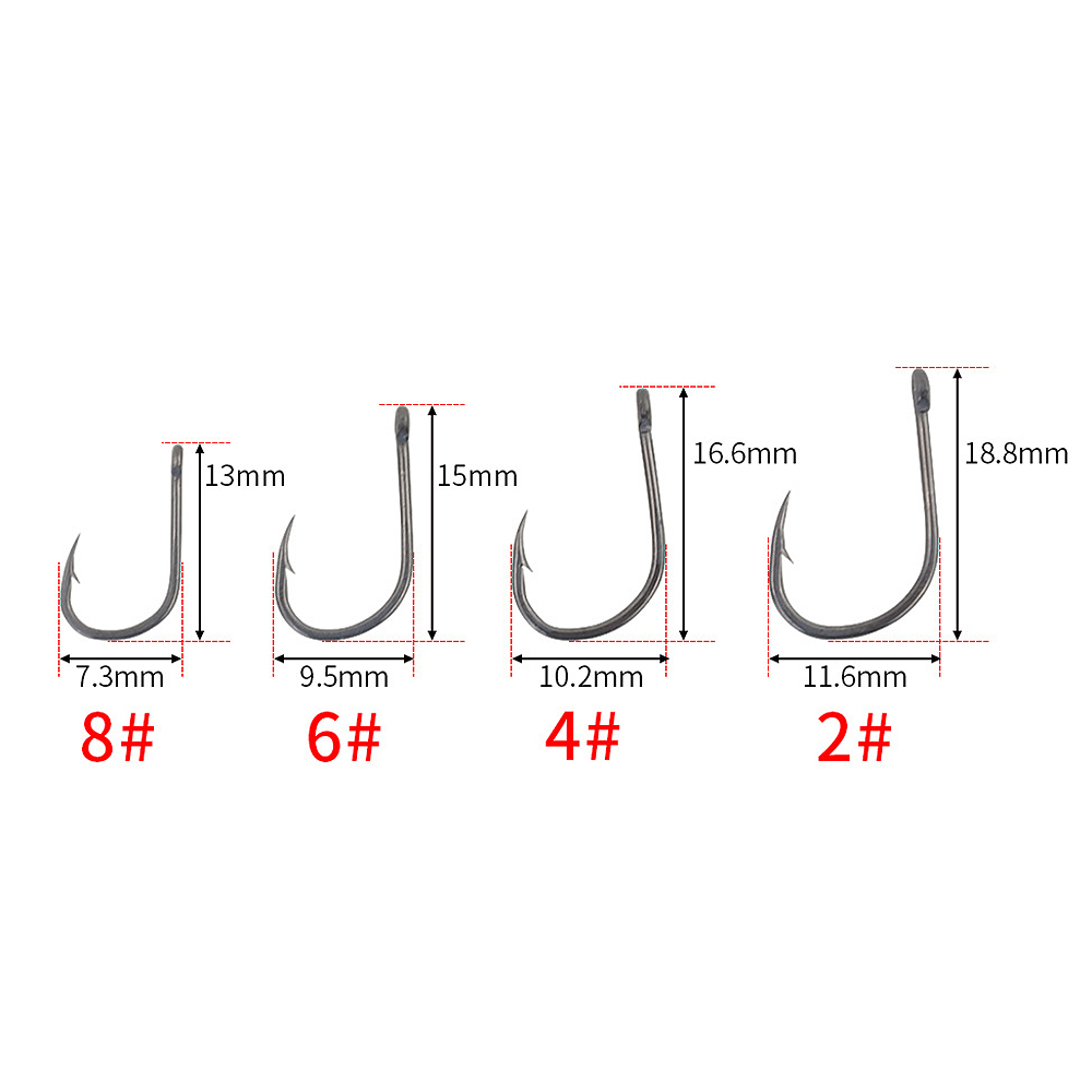 Fishing Hook - ABST 50個入り バーブ付きコーティング鯉釣り針 アイデザイン付き 炭素鋼8001 4製