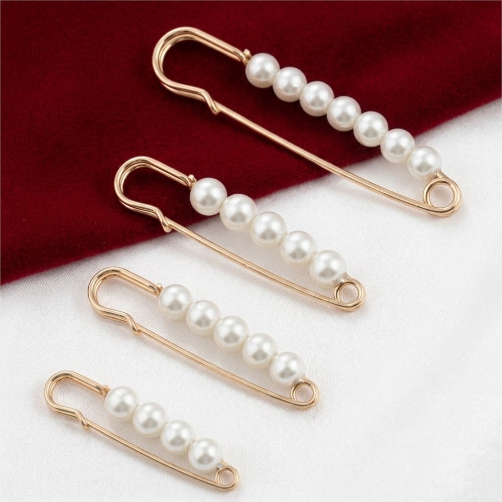 Fishing Hook Size - 10 個の大きなフェイクパール装飾安全ブローチピン女性用クリップ DIY 女性服ドレスパンツスカートジュエリー作成用