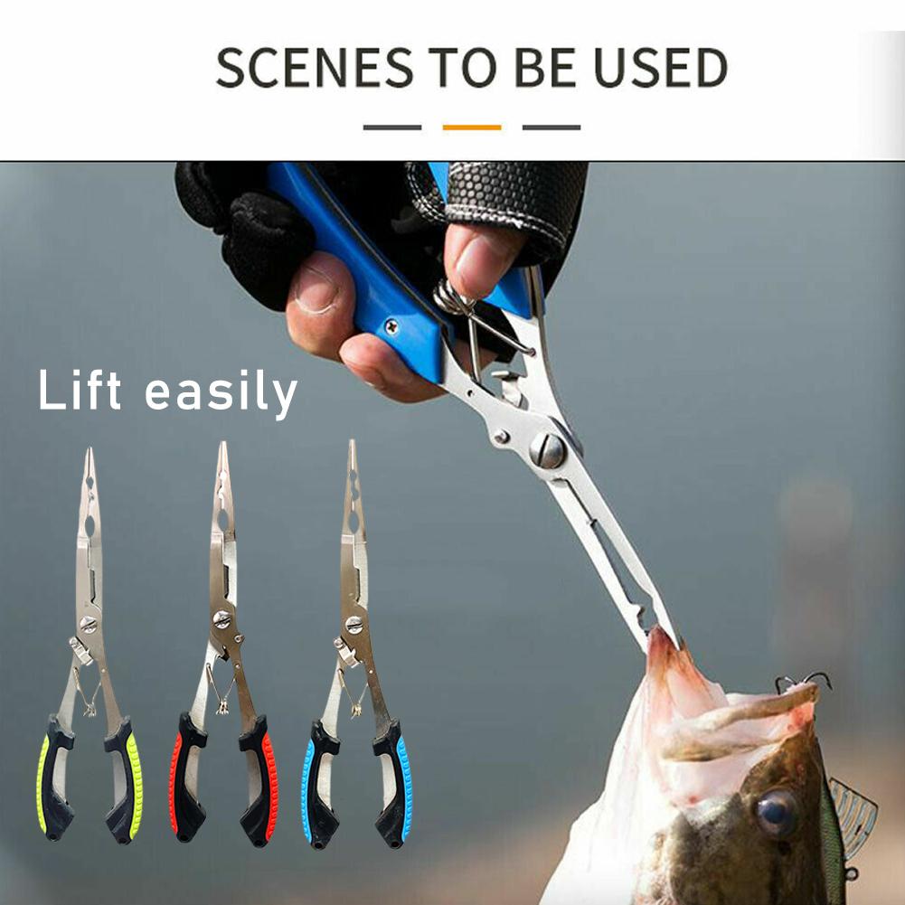 Fishing Hook Sharpener - ステンレス鋼製釣り用プライヤー多機能スプリットリングオープナー編組ラインカッター滑り止めフックリムーバーツール（ルアー用）
