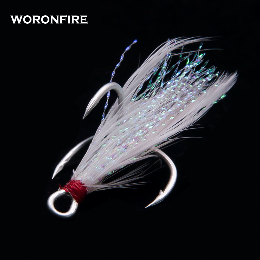 Fishing Hook Offset - 10 ピース/ロット厚いトレブルフック​​羽 1 # 2 #