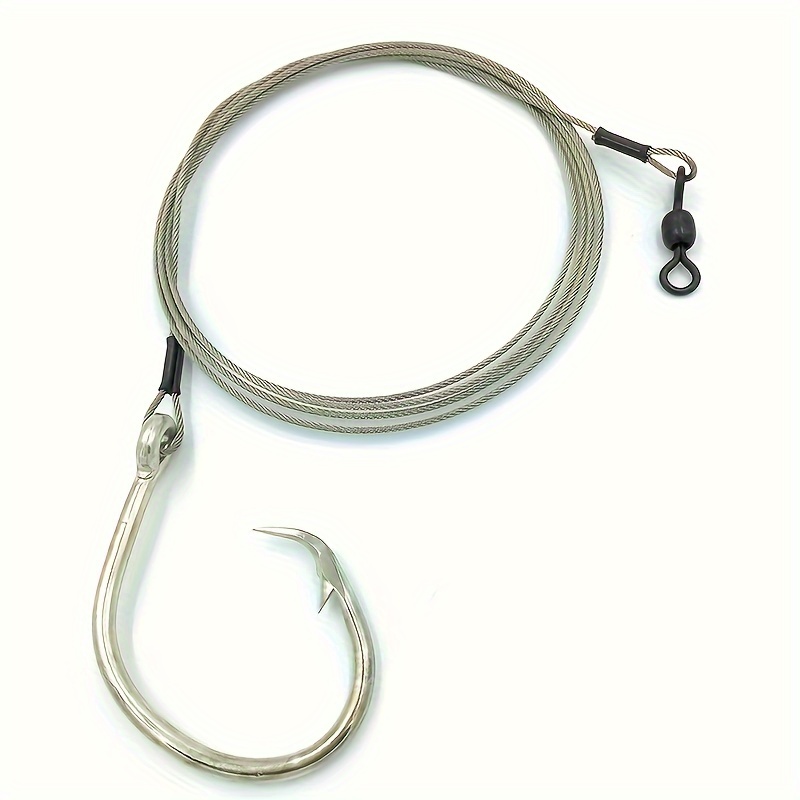Fishing Hook Circle - ステンレス鋼線釣りフック、リーダー付きサークルフック、タコ釣り道具、ナマズフック、塩水、2個