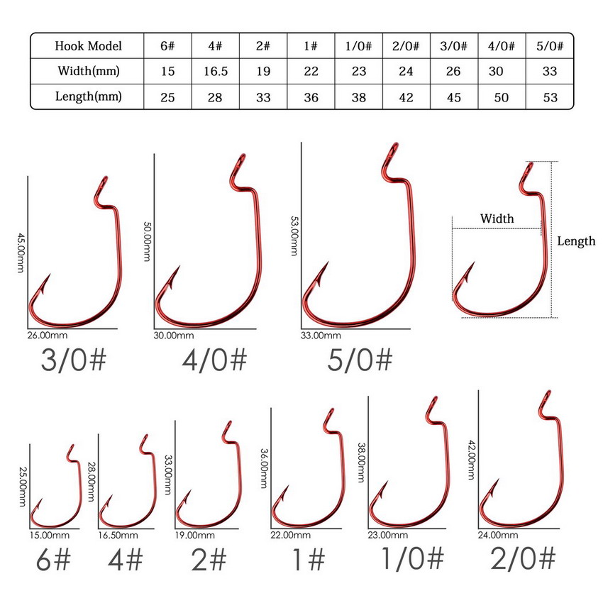 50個入り ワイドベリー クランクベイトフック ソフトワーム - Fishing Hook Offset のレビューと価格
