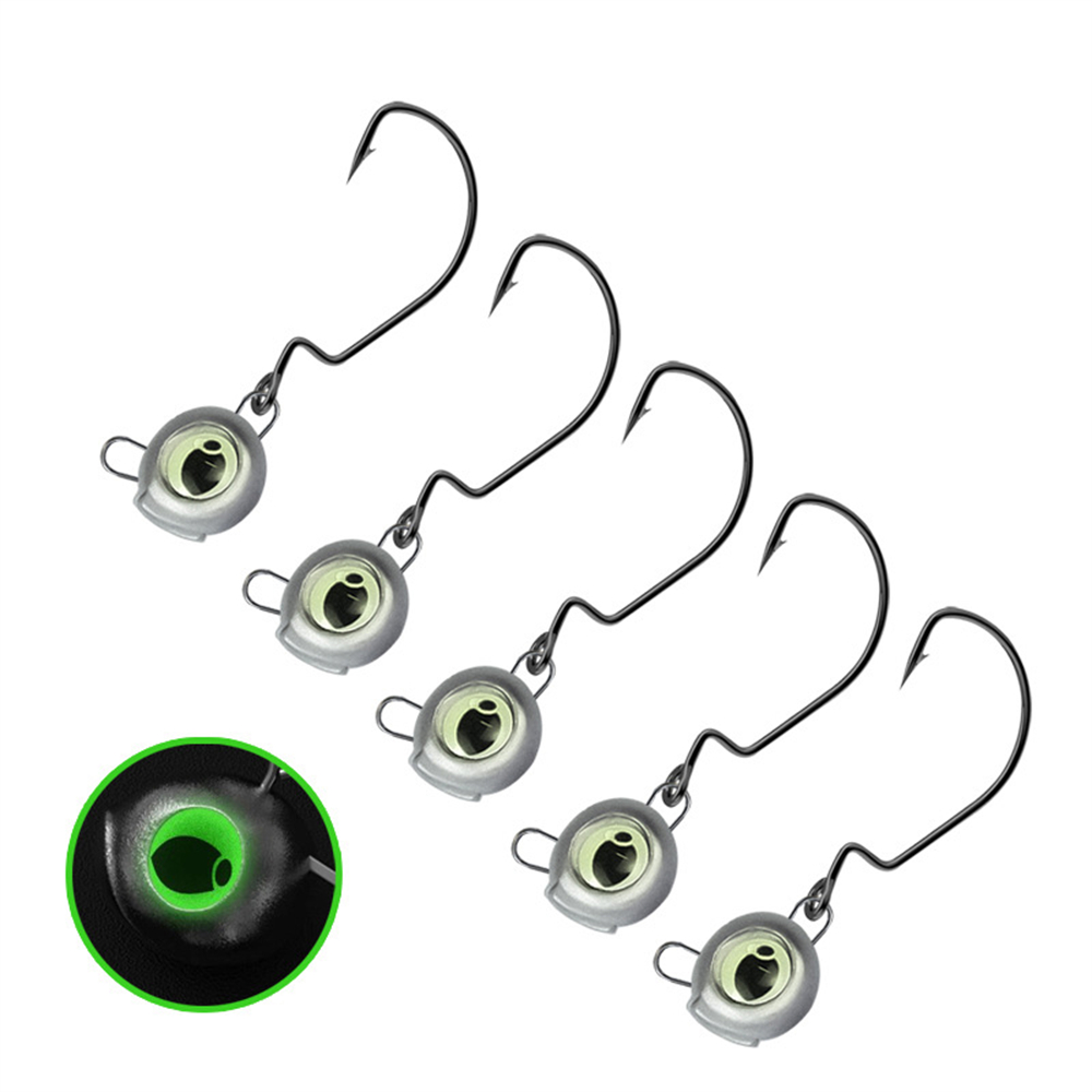 グローアイ付きウィードレスジグヘッド 10 個 - バスパー - Fishing Hook Weedless のレビューと価格