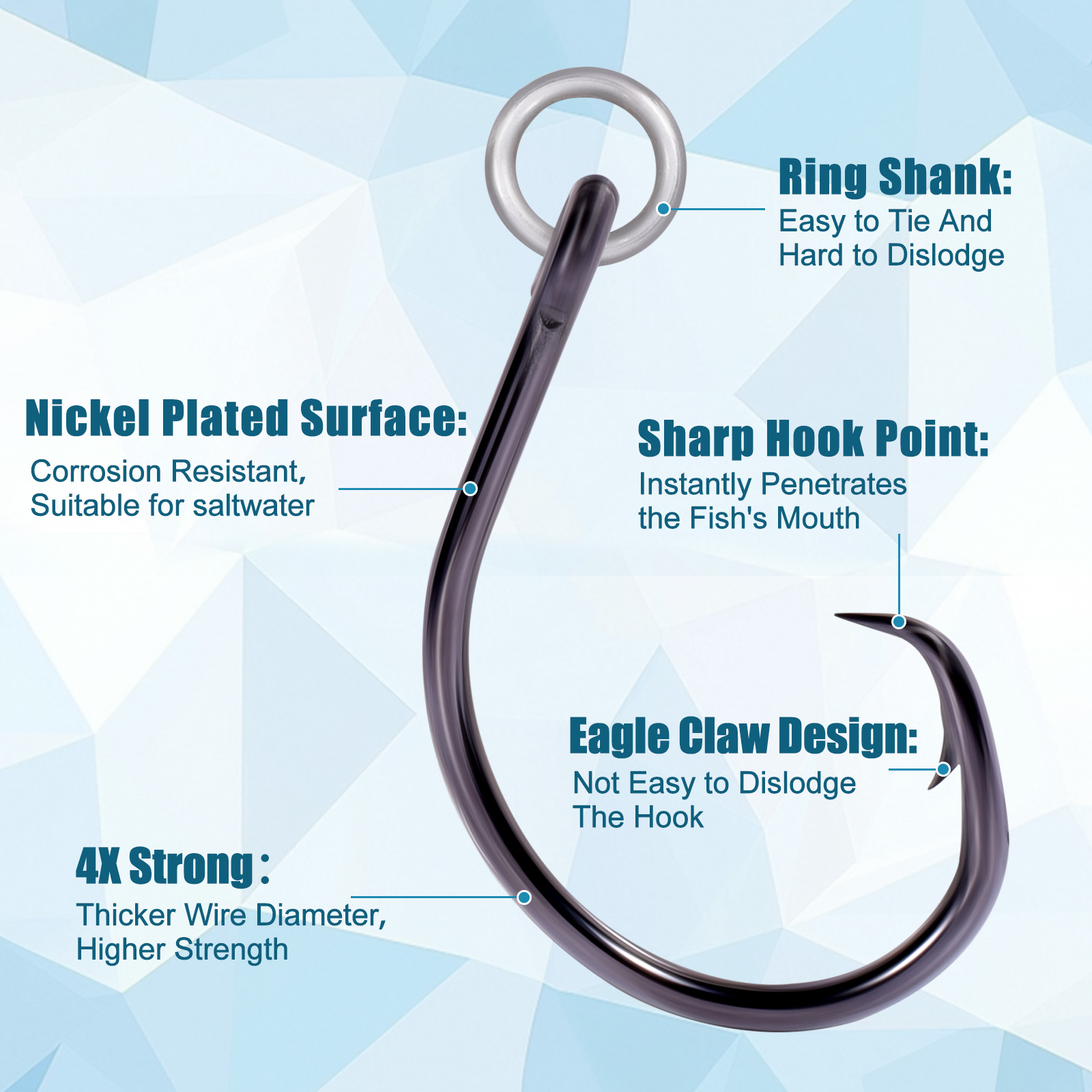 9KM サークルフック リング付きアイ海水ナマズフック ヘビ - Fishing Hook Circle のレビューと価格