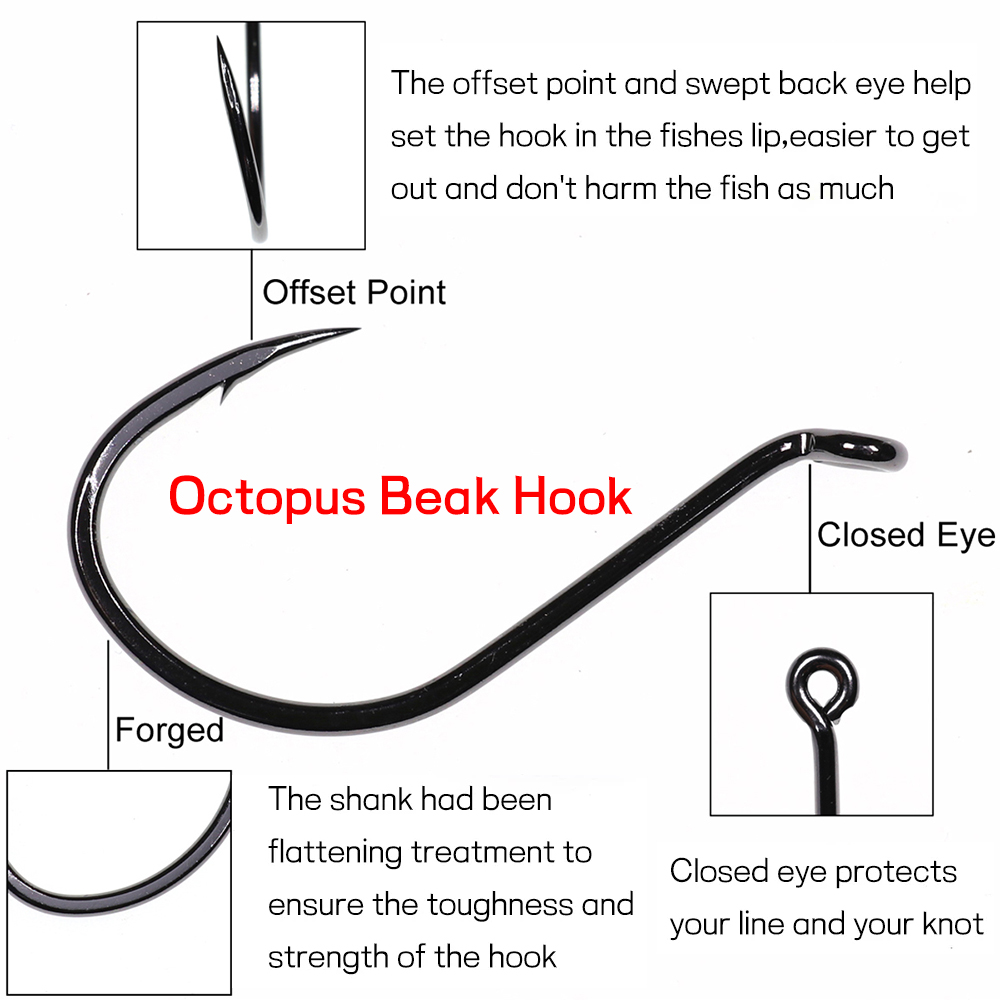 Bimoo 20 個オフセットタコくちばしフック高炭素鋼黒ニ - Fishing Hook Offset のレビューと価格