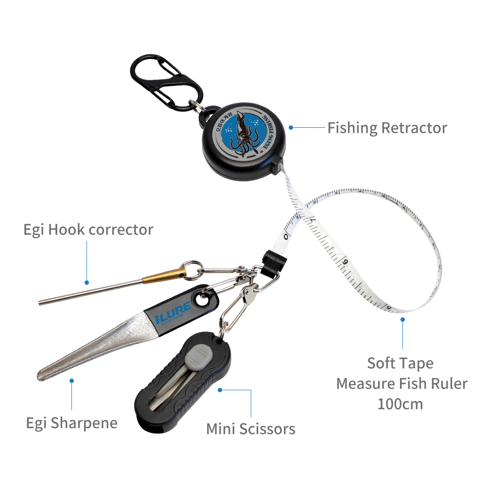 4in1 エギ釣りキット リトラクター 100cm テープメ - Fishing Hook Sharpener のレビューと価格