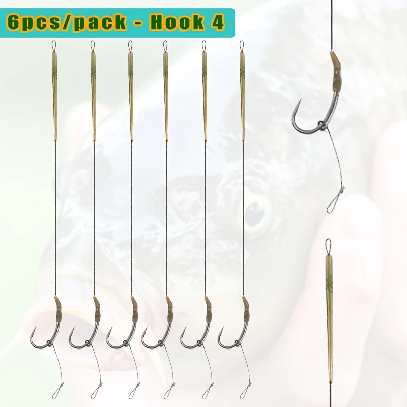 6個入り既製ブローバックヘアリグ - 合金鋼PTFEコーティ - Fishing Hook Size のレビューと価格