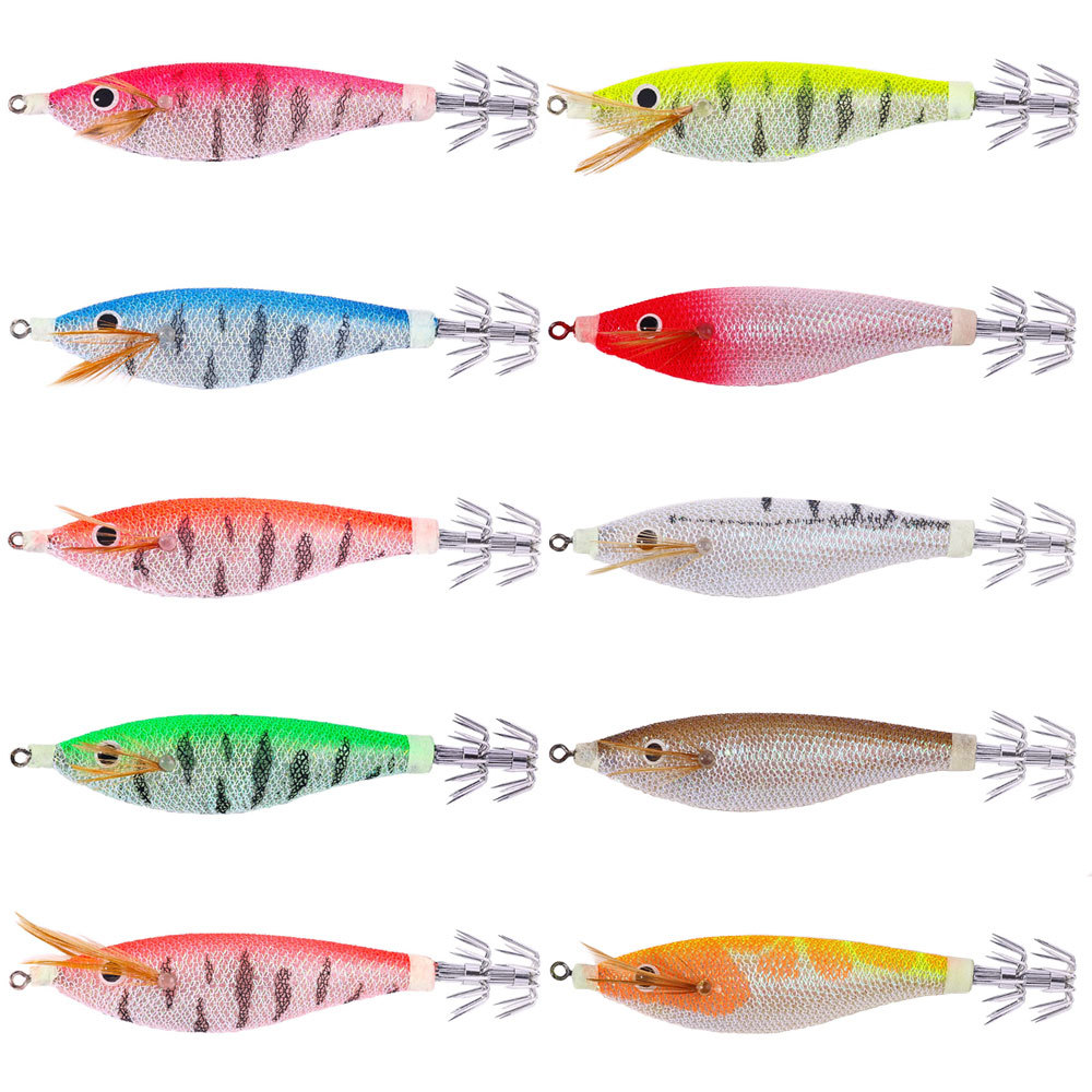 発光電子エビジグセット海水ダブル列イカフックウィードレスリア - Fishing Hook Weedless のレビューと価格