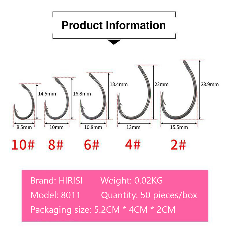新しいヒリシ50個入り箱入りフック、バーブ付きマルチタイプフ - Fishing Hook Box のレビューと価格