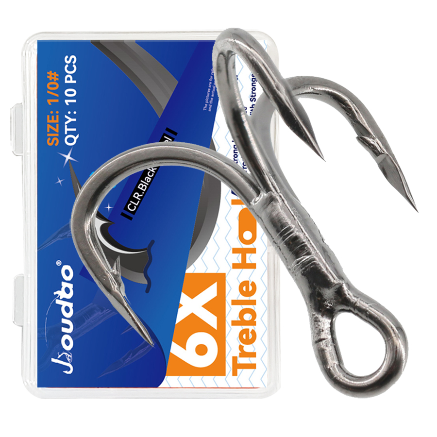 6X 釣りトレブルフック​​ ブラック 10 個/箱 トリプ - Fishing Hook Offset のレビューと価格