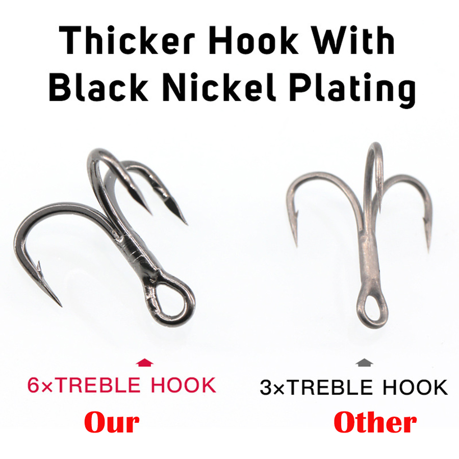6X 釣りトレブルフック​​ ブラック 10 個/箱 トリプ - Fishing Hook Offset のレビューと価格