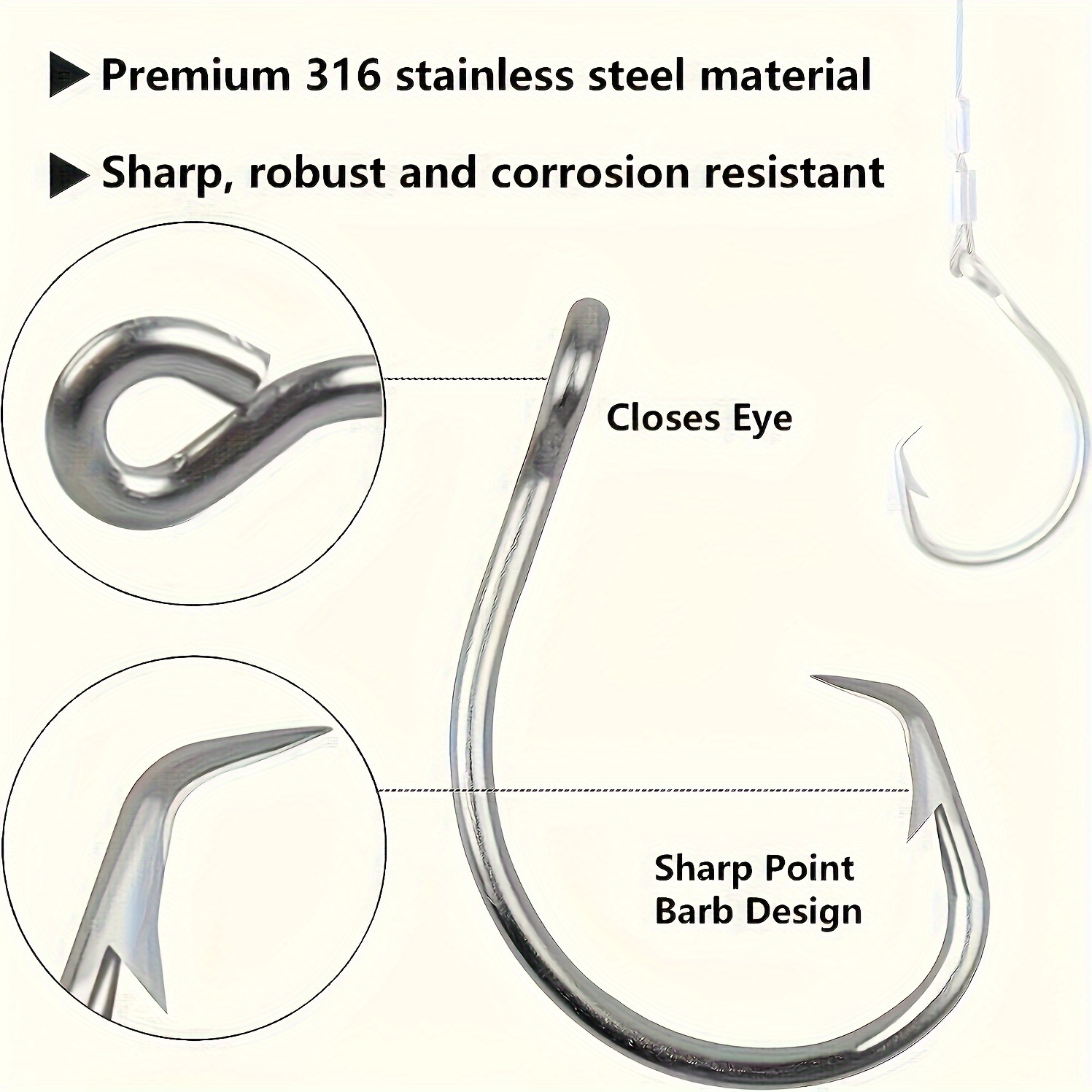 ステンレス鋼線釣りフック、リーダー付きサークルフック、タコ釣 - Fishing Hook Circle のレビューと価格