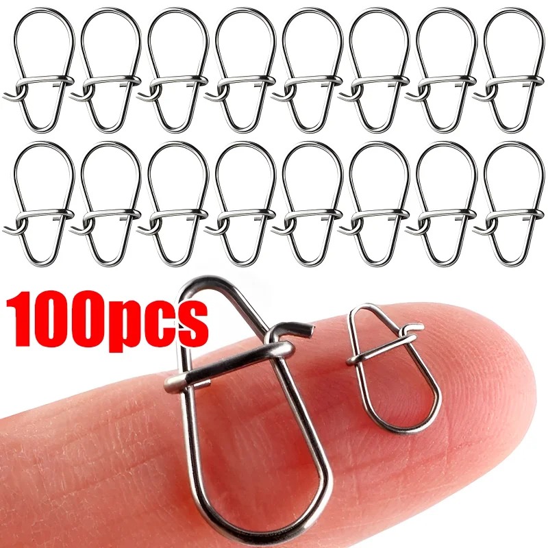 100 個ステンレス鋼釣りスナップフック付きスナップピンファ - Fishing Hook Stainless Steel のレビューと価格