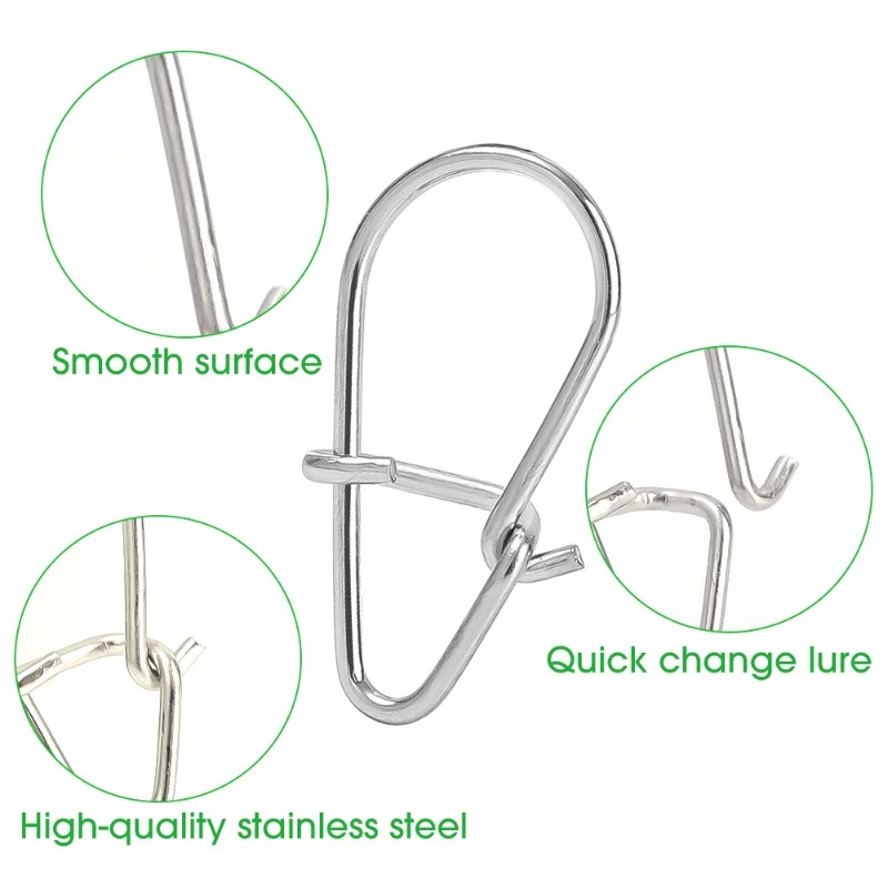 100 個ステンレス鋼釣りスナップフック付きスナップピンファ - Fishing Hook Stainless Steel のレビューと価格