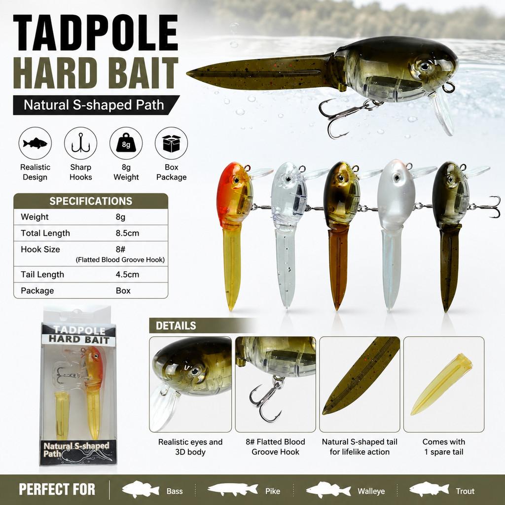 1 個入りタドポールハードベイトフィッシングルアー、8 G/ - Fishing Hook Treble のレビューと価格